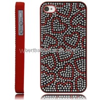 Elegant Red Love Heart Bling Diamond Crystal Back Cover Case for iPhone 4 & 4S