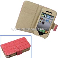 Horizontal Flip Crocodile Texture Leather Case with Credit Card Slot for iPhone 4 &amp;amp; 4S