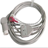 Philips 3 Leads ECG cable with snap end