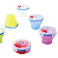 silicone cone foldable container with lockable lids