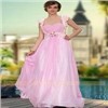 Floor Length Beaded Pink Tulle Prom Dress