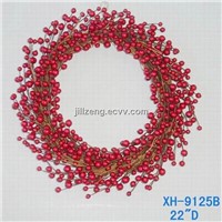 Santa Christmas Decorations with Red Berry Wreath
