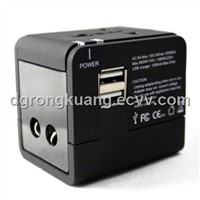 EEC-148U2 travel adapter with 2 USB charger, dual USB charger 1A world travel adapter, travel gift