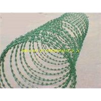 PVC coated concertina razor  wire fence for army and prison