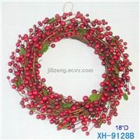 Santa Christmas Decorations with Red Berry Wreath