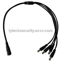 4-way Power Lead CCTV Cable with DC Plug, Ideal for CCTV Camera Installation (LY-SC104)