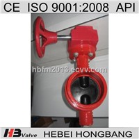 Cast iron groove butterfly valve with rubber coated Dual Alxe disc