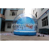 Christmas Inflatable Snowball Santa Claus with His Sled Backdrop Nice Clear Dome Decor