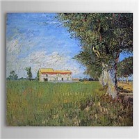 Famous oil paintings ebay Farmhouse-in-a-wheat-field by Van Gogh
