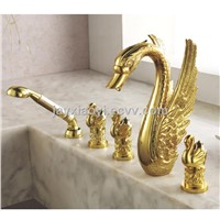 Free shipping gold clour swan handles swan tub faucet with handshower