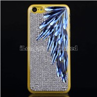 Leaf Rhinestone Crystal Diamond Case For iPhone 5C