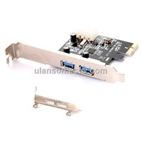 PCI ExpressPCI-E to USB  3.0 2 port  HUB Host Card with Low Profile