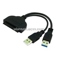 USB 3.0 to SATA 2.0 SATAII 22P 2.5&amp;quot; Hard Disk Driver SSD Adapter with USB Power Cable
