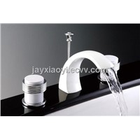 chrome and white clours waterfall basin faucet 8 inch widespread lavtory sink faucet