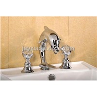 gold clour widespread lavtory sink faucet Dolphin mixer faucet crystal handles FAUCET