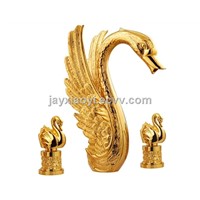 gold pvd Swan handles swan bathtub faucet