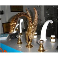 gold pvd crystal handles swan tub faucet Or swan sink lavtory faucet