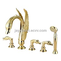 gold pvd swan handles swan tub faucet with shower head