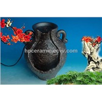 Black Glazed Pot Shape Ceramic Water Fountain