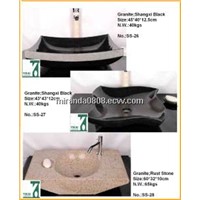 Edit Stone Basin Sink, Round Bowl, Bathroom Counter Sink, Pedestal Sink