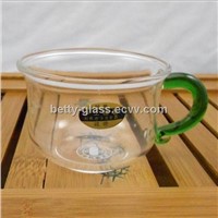 Glass Cup with color handle Beautiful Glass Coffee Cup
