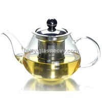 Pearl Shaped Glass Teapot with Stainless Steel Strainer and Lid Glass Tea Tool China Supplier