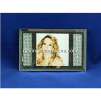 Glass photo frame with crystal beads inside