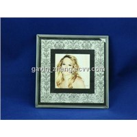 Glass photo frame with white leather