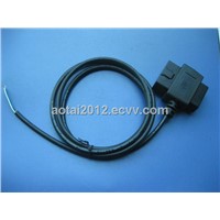 OBD Male+famale adapter to open ending connector cable