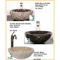 Stone Sink Basin, Bathroom Vanity Sink, Granite Marble Sink, Washbasin, Round Bowl Pedestal Basin