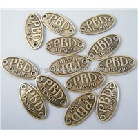 custom metal badge, Brass embossed label, oval badge, Brass furniture label, metal tag