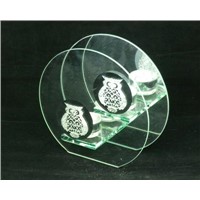 glass owl round candle holder