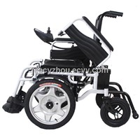 sturdy steel electric wheelchair outdoors and indoors
