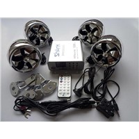 1000 watt 4 ch motorcycle audio system w/ 2 remotes, FM, SD, USB , Bluetooth