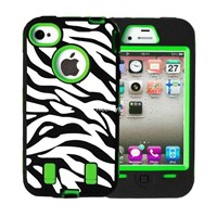 Green Zebra Combo Hard Soft High Impact Iphone 4&amp;amp;4s Armor Case Skin