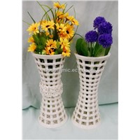 Woven Porcelain Flower Vase &amp;amp; Interior Vase