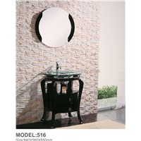 hot sell modern classic oak cabinet, glass bathroom basins (516)