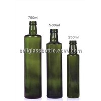 Dark Green Round Olive Oil Glass Bottle