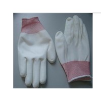13G White polyester gloves  with white Pu coated on palm (10-PL233)