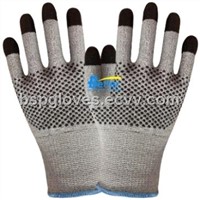13 Guage HPPE Shell With NRB Dots Dipped Cut Resistant Work Gloves BGDD101