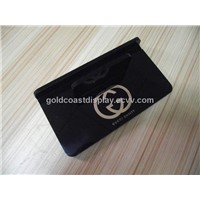 Black acrylic tablet display cases with logo stamped golden -AD0110