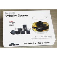 Whisky cooling wine stone,9pcs/set,color box package with velvet bag