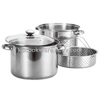 8 Qt Stainless Steel Pasta Cooker / Steamer with 2 Inserts