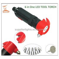 Screwdrivers,belt cutter,safety hammer LED Tool Flashlight
