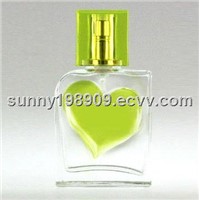 green glass bottle printed heart