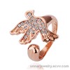 18KGP Dove Platinum Handmade Ornament Ring Jewelry Nickel Free Rhinestone Crystal SWA Element