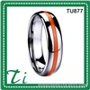 8mm Tungsten Ring With Orange Enamel Strip ,Eye-Catching Fashion Ring