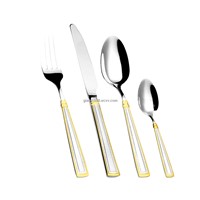 Mirror Polish Stainless Steel Cutlery with Gold Plating