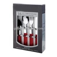 16pcs Plastic Handle Cutlery Set with Paper Box
