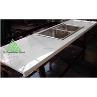 Crystal White Crystallized Glass kitchen top
